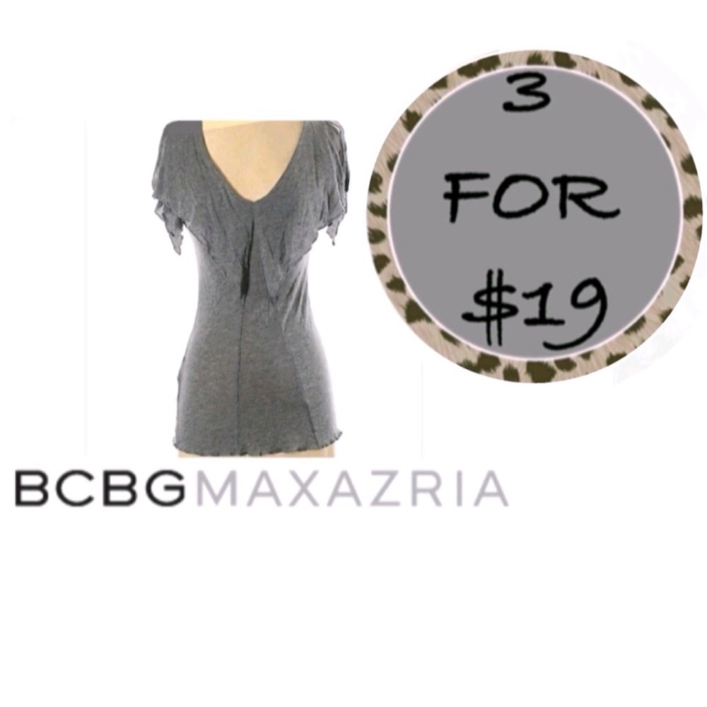 3/$19 BCBGMaxAzria Heather Gray Ruffle Flutter Top